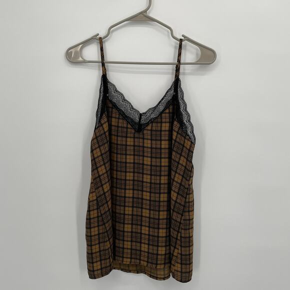 EVEREVE NWT Allison Joy Ryan Plaid Lace Cami Tank // M - Picture 6 of 8